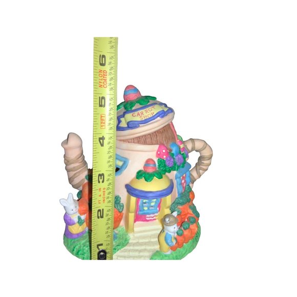 Easter Jubilee Carrot Shop Porcelain Teapot Village House - Picture 10 of 14